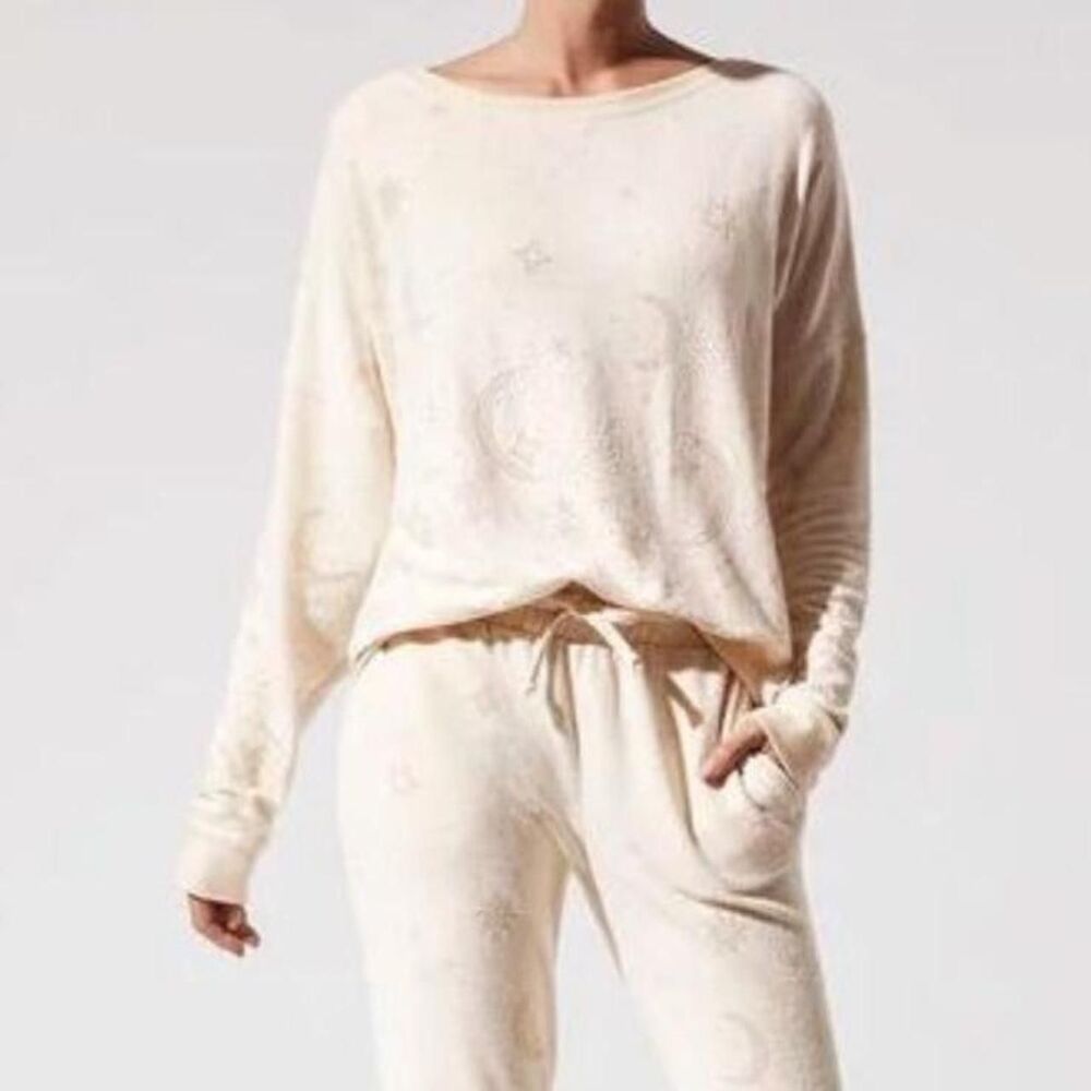 Beach Riot Ivory Celestial Rhinestone Women's Sweatshirt USA S